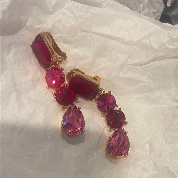 Oscar de la Renta Jewelry - Gold-Tone Drop Earrings with Pink and Fuchsia Gemstones